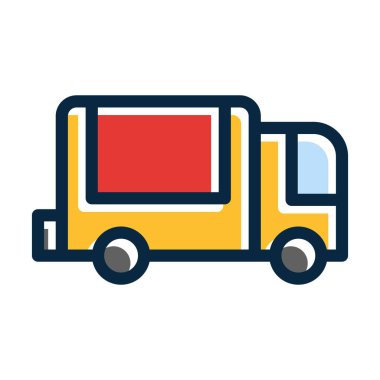 Kamyon Vektörü Kalın Çizgisi Kişisel ve Ticari Kullanım İçin Koyu Renk Simgeleri Dolduruldu