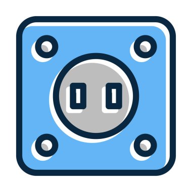 Soket Vektör Kalın Çizgisi Kişisel ve Ticari Kullanım İçin Koyu Renk Simgeleri Dolduruldu