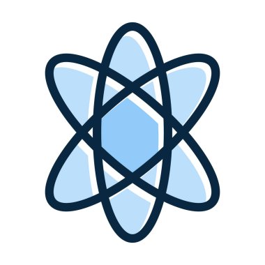 Kişisel ve Ticari Kullanım İçin Koyu Renk Simgelerini Doldurulmuş Atom Vektörü Kalın Çizgisi