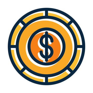 Dolar Vektörü Kalın Çizgisi Kişisel ve Ticari Kullanım İçin Koyu Renk Simgeleri Dolduruldu