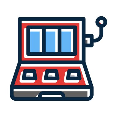 Slot Makinesi Kalın Çizgisi Koyu Renk Simgeleri Kişisel ve Ticari Kullanım İçin Dolduruldu