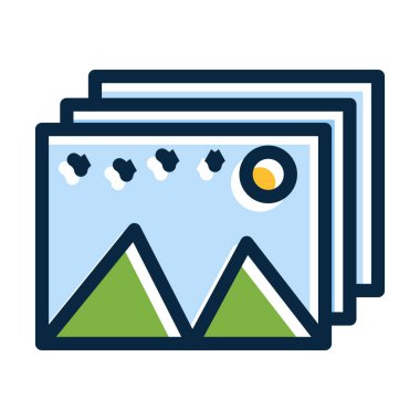 Fotoğraf Vektörü Kalın Çizgisi Kişisel ve Ticari Kullanım İçin Koyu Renk Simgeleri Dolduruldu