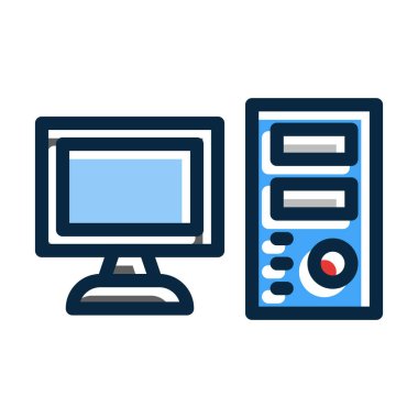 Kişisel ve Ticari Kullanım İçin Koyu Renk Simgelerini Doldurulmuş Bilgisayar Vektörü Kalın Çizgisi