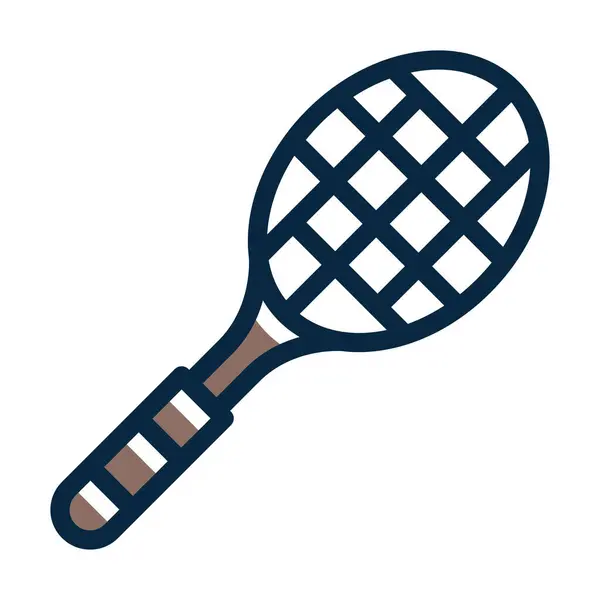 個人的および商業使用のためのテニス ラケットのベクターの厚いラインによって満たされる暗い色のアイコン — ストックベクタ