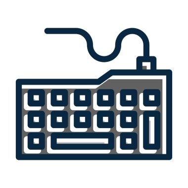 Klavye Vektör Kalın Çizgisi Kişisel ve Ticari Kullanım İçin Koyu Renk Simgeleri Dolduruldu