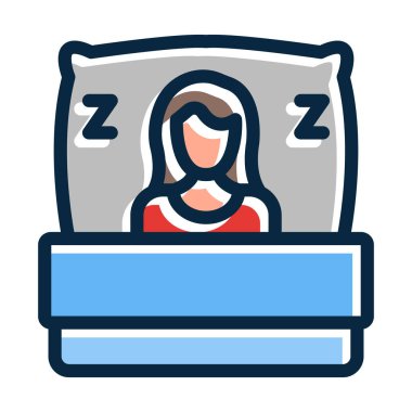 Uyuyan Vektör Kalın Çizgisi Kişisel ve Ticari Kullanım İçin Koyu Renk Simgeleri Dolduruldu