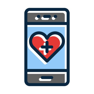 Kişisel ve ticari kullanım için Koyu Renk Simgelerini Doldurulmuş Sağlık Vektörü Kalın Çizgisi