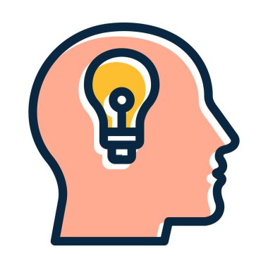 Kişisel ve Ticari Kullanım İçin Koyu Renk Simgeleri Doldurulmuş Fikir Vektörü Kalın Çizgisi