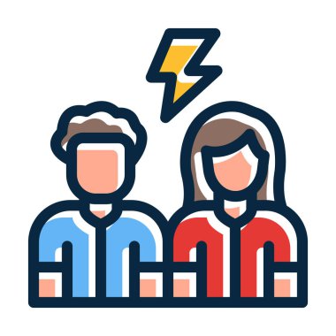 Kişisel ve Ticari Kullanım İçin Koyu Renk Simgeleri Doldurulmuş Çakışma Vektörü Kalın Çizgisi