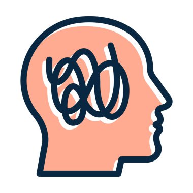 Şizofreni Vektör Kalın Çizgisi Kişisel ve Ticari Kullanım İçin Koyu Renk Simgeleri Dolduruldu