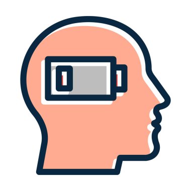 Yorgun Vektör Kalın Çizgisi Kişisel ve Ticari Kullanım İçin Koyu Renk Simgeleri Dolduruldu