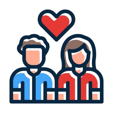 Aşk Vektörü Kalın Çizgisinde Kişisel ve Ticari Kullanım İçin Koyu Renkler Simgeleri