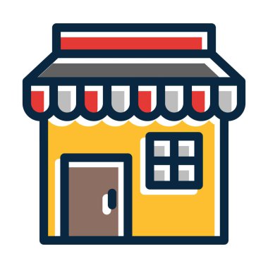 Kişisel ve ticari kullanım için Koyu Renk Simgelerini Doldurulmuş Süpermarket Vektör Çizgisi