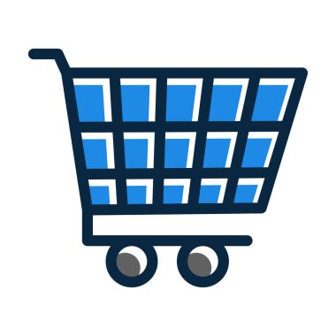 Shop Cart Vektör Kalın Çizgisi Koyu Renkler Simgeleri Kişisel ve Ticari Kullanım İçin Dolduruldu