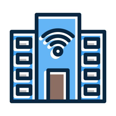 Akıllı Şehir Vektör Kalın Çizgisi Kişisel ve Ticari Kullanım İçin Koyu Renk Simgeleri Dolduruldu