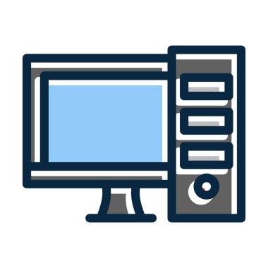 Kişisel ve Ticari Kullanım İçin Koyu Renk Simgelerini Doldurulmuş Bilgisayar Vektörü Kalın Çizgisi