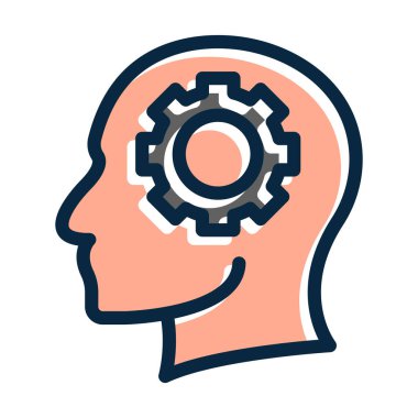 Cyborg Vektör Kalın Çizgisi Kişisel ve Ticari Kullanım İçin Koyu Renk Simgeleri Dolduruldu