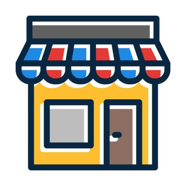 Dükkan Vektörü Kalın Çizgisi Koyu Renkler Simgeleri Kişisel ve Ticari Kullanım İçin Dolduruldu