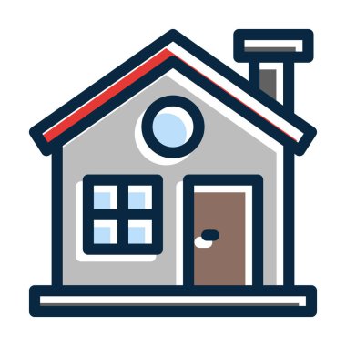 Ev Vektörü Kalın Çizgisi Kişisel ve Ticari Kullanım İçin Koyu Renk Simgeleri Dolduruldu