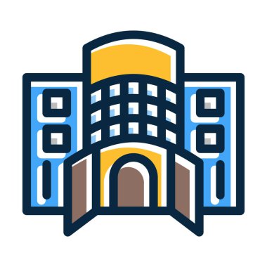 Alışveriş Merkezi Vektör Kalın Çizgisi Kişisel ve Ticari Kullanım İçin Koyu Renk Simgeleri Dolduruldu