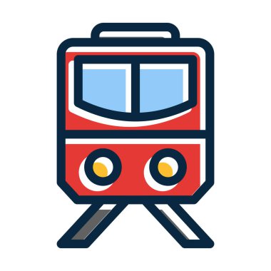 Kişisel ve ticari kullanım için Koyu Renk Simgeleri Doldurulmuş Tren Vektörü Kalın Çizgisi