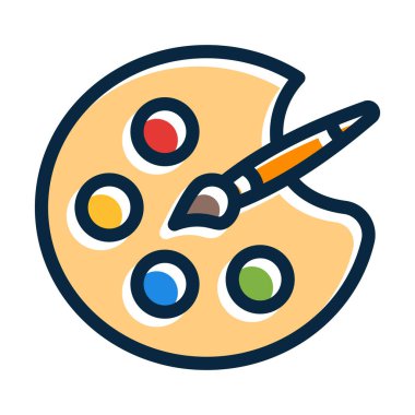 Kişisel ve Ticari Kullanım İçin Koyu Renk Simgeleri Doldurulmuş Renk Paleti Kalın Çizgisi