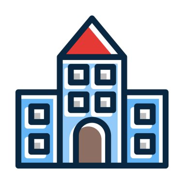 Okul Vektörü Kalın Çizgisi Kişisel ve Ticari Kullanım İçin Koyu Renk Simgeleri Dolduruldu