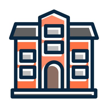 Okul Vektörü Kalın Çizgisi Kişisel ve Ticari Kullanım İçin Koyu Renk Simgeleri Dolduruldu