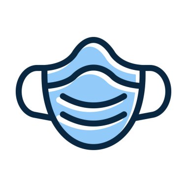 Yüz Maskesi Kalın Çizgisi Koyu Renk Simgeleri Kişisel ve Ticari Kullanım İçin Dolduruldu