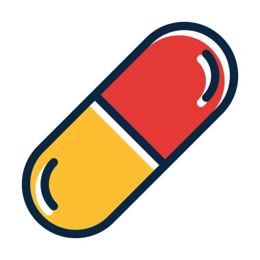 Kapsül Vektör Kalın Çizgisi Kişisel ve Ticari Kullanım İçin Koyu Renk Simgeleri Dolduruldu