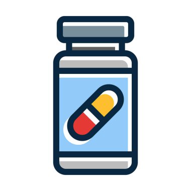 Kişisel ve ticari kullanım için Koyu Renk Simgeleri Doldurulmuş Vitamin Vektörü Kalın Çizgisi