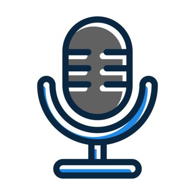 Kişisel ve Ticari Kullanım İçin Koyu Renk Simgeleri Doldurulmuş Mikrofon Vektör Kalın Çizgisi