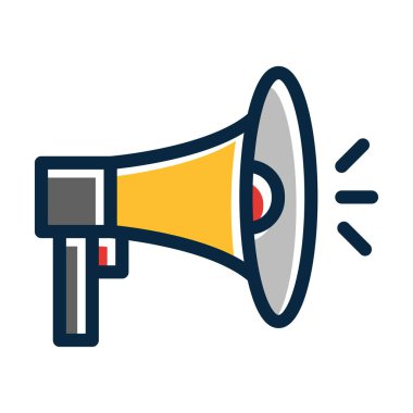 Kişisel ve Ticari Kullanım İçin Koyu Renk Simgelerini Doldurulmuş Megafon Vektör Kalın Çizgisi