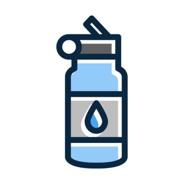 Su Şişe Kalın Çizgisi Kişisel ve Ticari Kullanım İçin Koyu Renk Simgeleri Dolduruldu