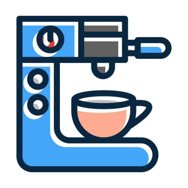 Kahve Makinesi Kalın Çizgisi Koyu Renk Simgeleri Kişisel ve Ticari Kullanım İçin