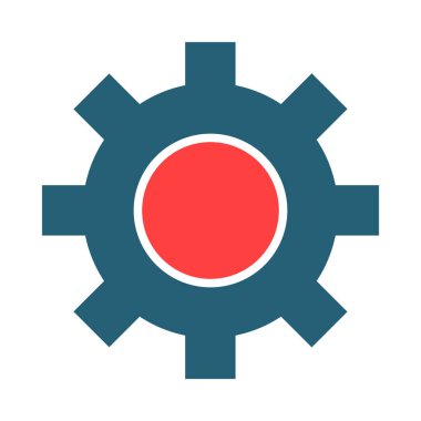 Kişisel ve ticari kullanım için Gear Vektörü Kabartması İki Renk Simgesi