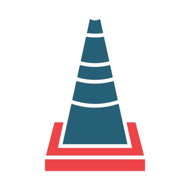 Kişisel ve Ticari Kullanım İçin Trafik Konisi Vektör Kabartması İki Renk Simgesi