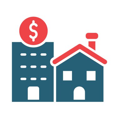 Kişisel ve ticari kullanım için Emlak Vektörü Kabartması İki Renk Simgesi