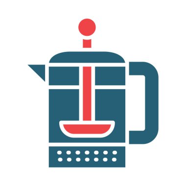 Kişisel ve ticari kullanım için French Press Vector Glyph İki Renk Simgesi