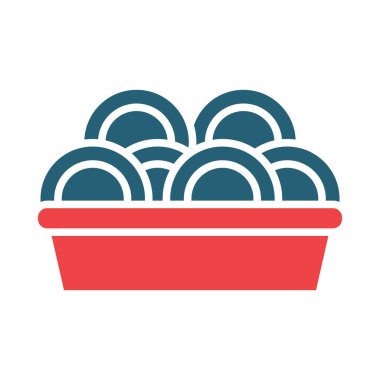 Kişisel ve ticari kullanım için Makarna Vektörü Kabartması İki Renk Simgesi