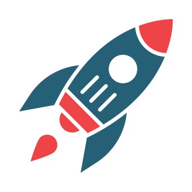 Kişisel ve ticari kullanım için Roket Vektörü Kabartması İki Renk Simgesi