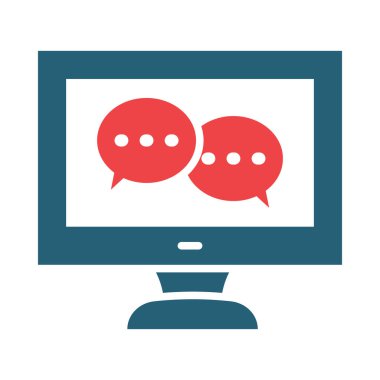 Kişisel ve Ticari Kullanım İçin Masaüstü Bilgisayar Vektörü Kabartması İki Renk Simgesi