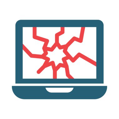 Kişisel ve Ticari Kullanım İçin Kırık Laptop Vektör Kabartması İki Renk Simgesi