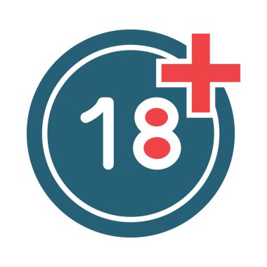 Kişisel ve ticari kullanım için Yaş Sınırı Vektör Kabartması İki Renk Simgesi