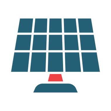 Kişisel ve ticari kullanım için Güneş Paneli Vektör Kabartması İki Renk Simgesi