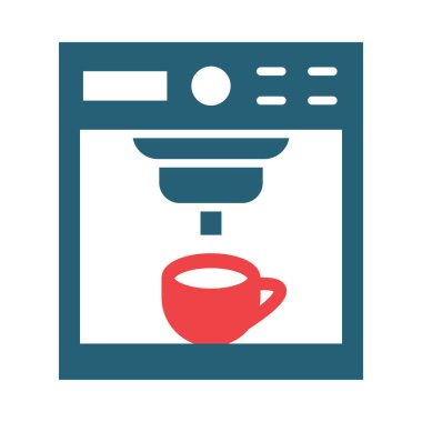 Kişisel ve ticari kullanım için İki Renk Simgesi Kahve Üreticisi Vektör Kabartması