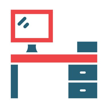 Kişisel ve ticari kullanım için Masa Vektörü Kabartması İki Renk Simgesi