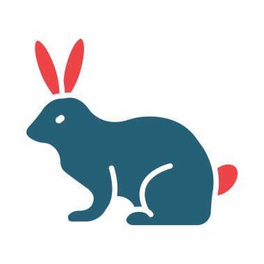 Kişisel ve ticari kullanım için Tavşan Vektörü Kabartma İki Renk Simgesi