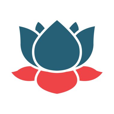 Kişisel ve ticari kullanım için Lotus Vektörü Kabartması İki Renk Simgesi