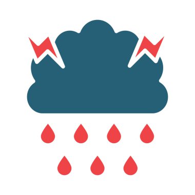 Kişisel ve Ticari Kullanım İçin Şiddetli Yağmurlu Vektör Kabartması İki Renk Simgesi